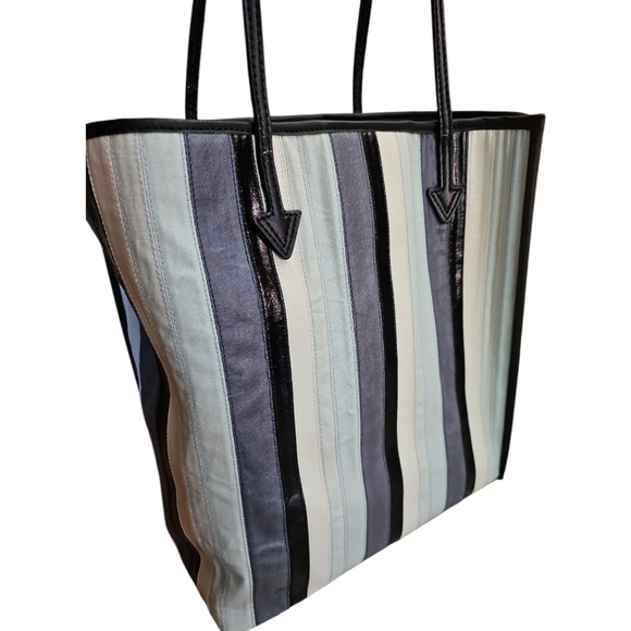 FREE PEOPLE Striped Tote Gray Blue Black - Picture 5 of 8